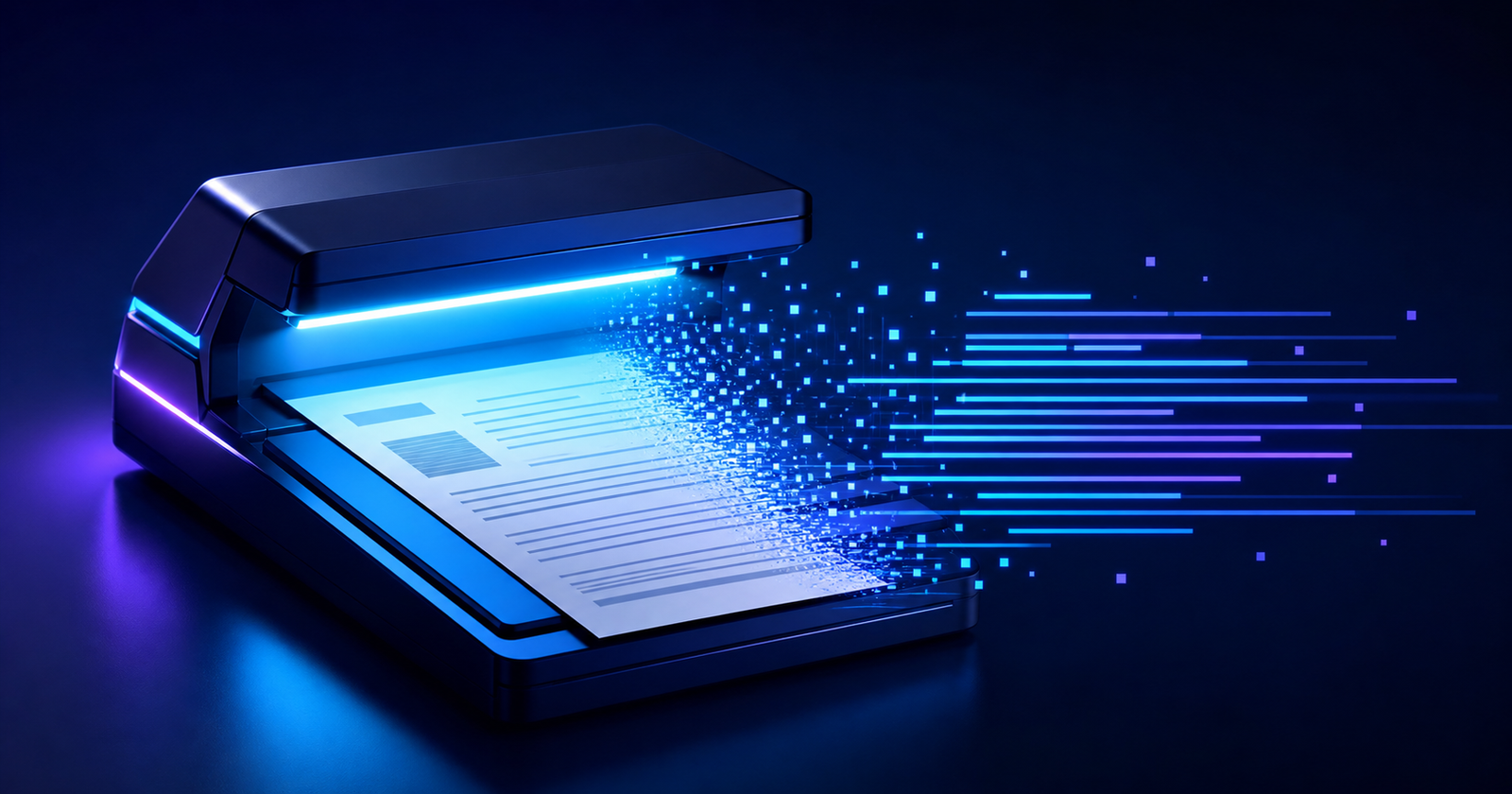 Luminous document image being scanned into precise editable text characters