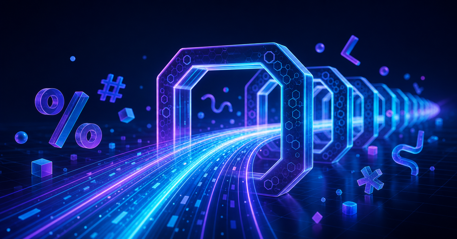 Neon web address branching into identifier, locator and name components