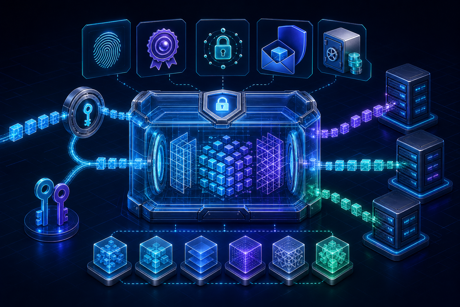 Cryptographic core protecting keys, signatures, hashes, and API calls