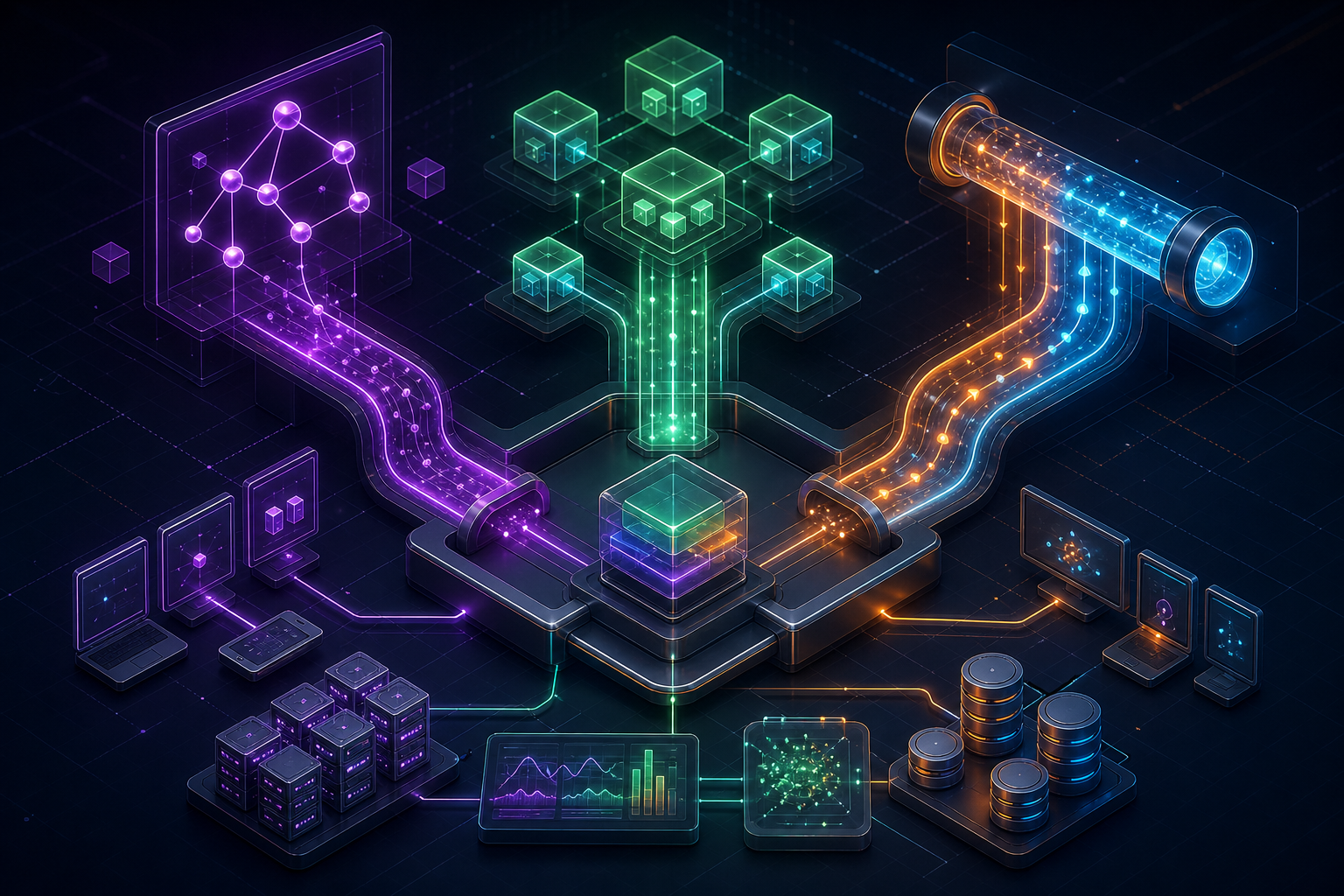 GraphQL, gRPC, and WebSocket connected in a modern enterprise architecture