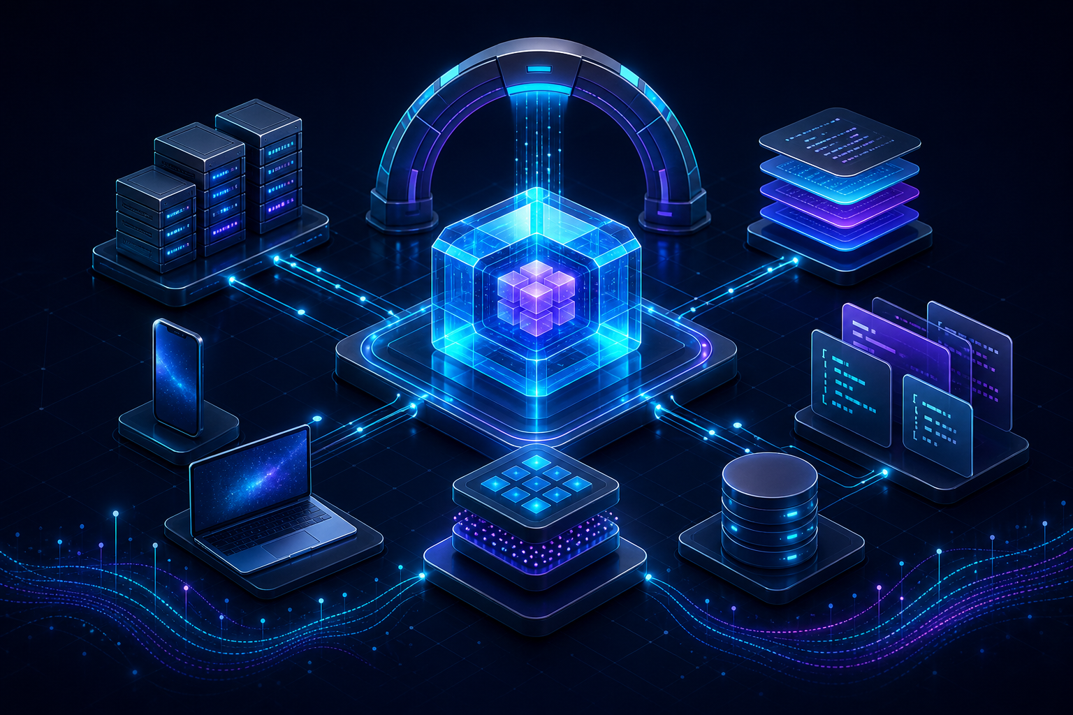 Enterprise REST ecosystem with a central resource, clients, API Gateway, and persistence